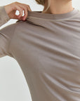 Get on cloud 9 with this long sleeve tee shirt Slightly seer, soft and light To live in 24/7. fit: relaxed. model wearing size s.