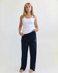 Straight Leg Sweatpants -  navy