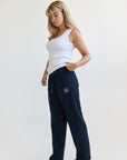 Straight Leg Sweatpants -  navy