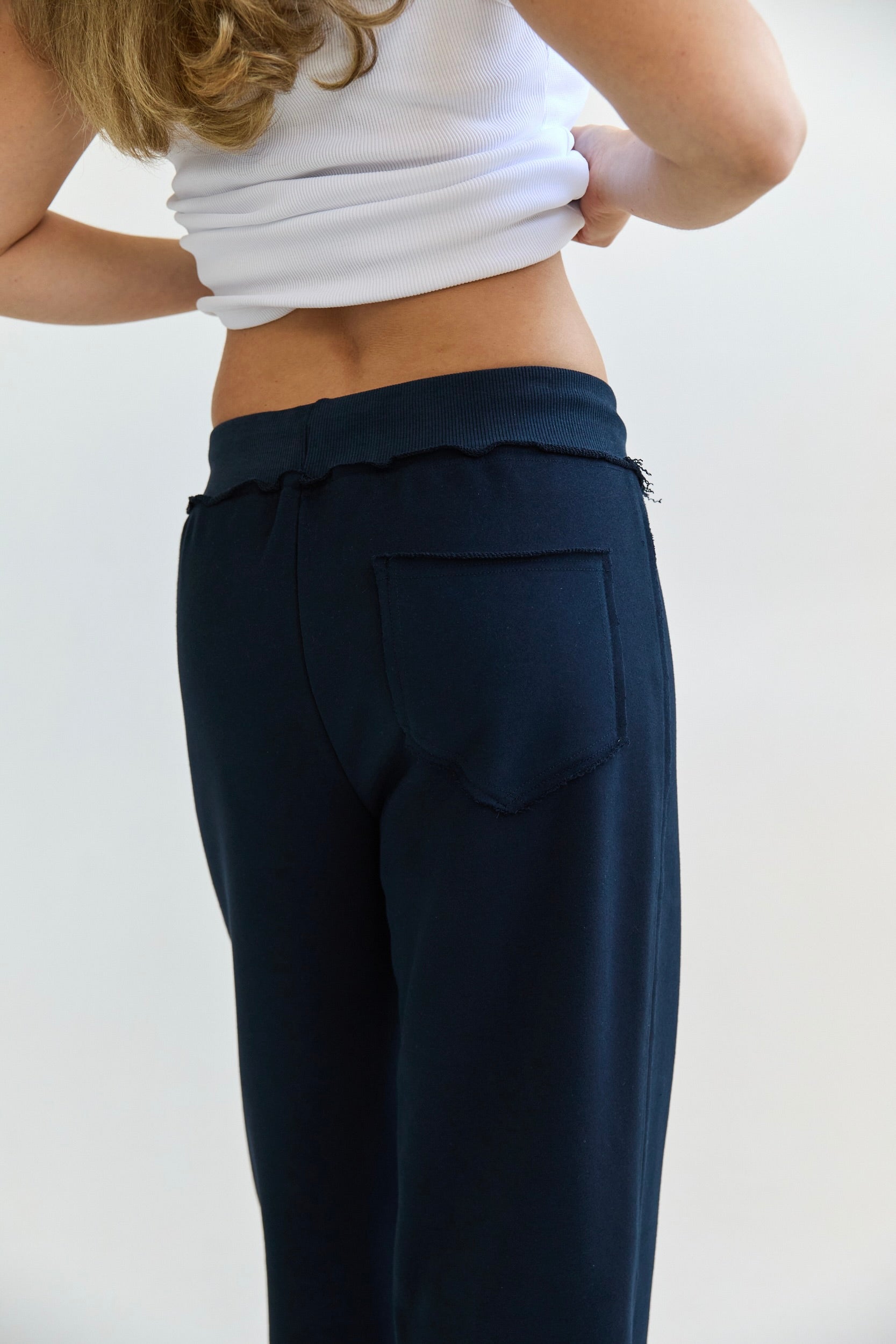 Straight Leg Sweatpants -  navy