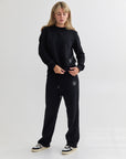 Straight Leg Sweatpants -  Black