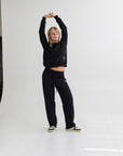 Straight Leg Sweatpants -  Black